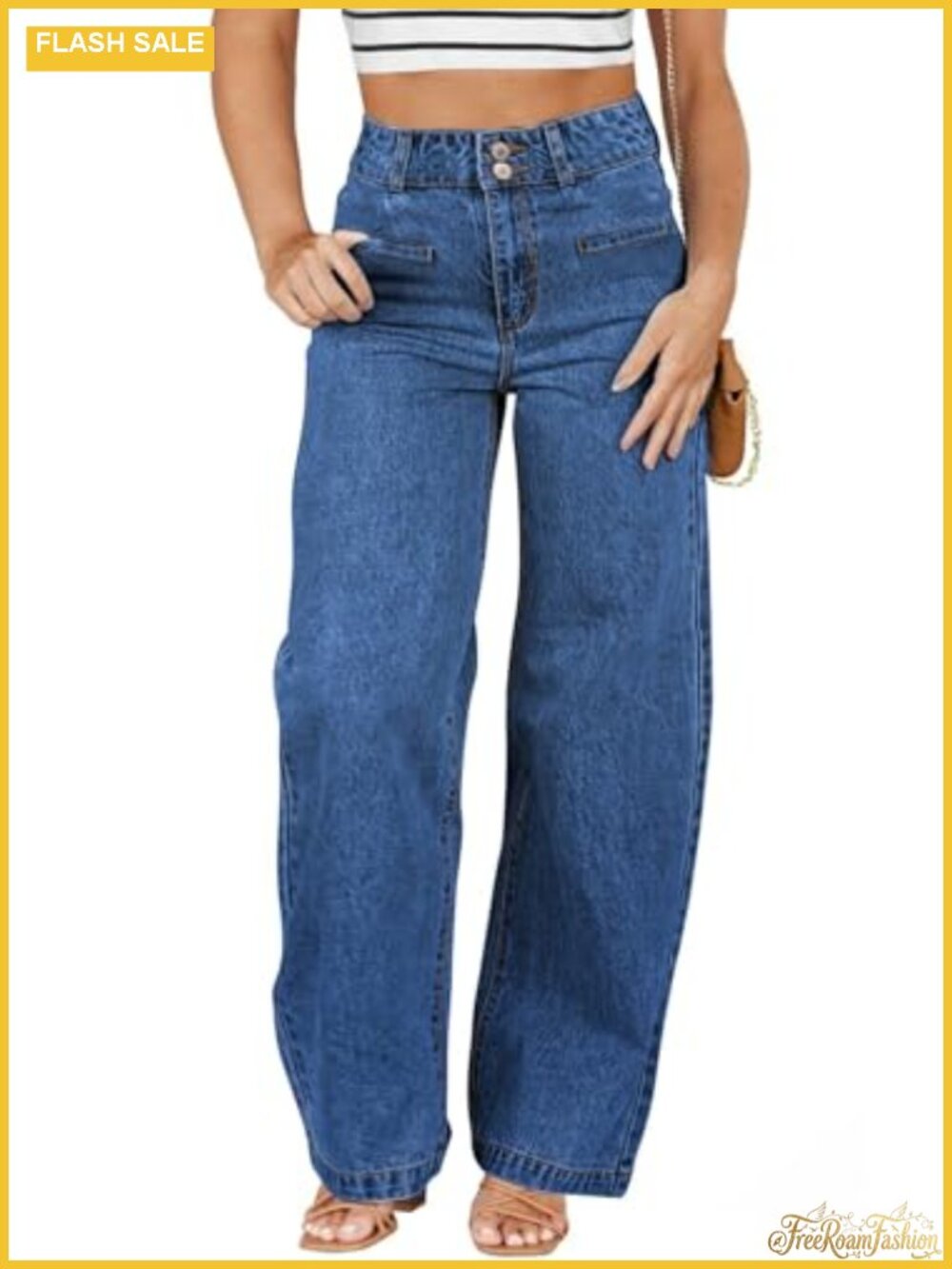 Plus Size High Waisted Wide Leg Jeans with Pockets